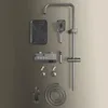 Badrums duschhuvuden Full Set Black White Grey BathTub System Rain Pressurised Digital LED Set Cold Faucet 231205