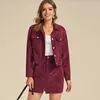 Vestes pour femmes Office Lady Fashion Commute Jacket Set Femmes Velours côtelé Revers Couleurs Solides Slim Costume 2023 Casual Simple Boutonnage