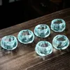 Tea Cups Handmade Sky Blue Glass Tea Cup Frozen Braised Tea Cup Shangshen Cup Japanese Style Exquisite Small Kungfu Tea Set Gifts 231204