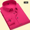 Herren-Freizeithemden, langärmelig, einfarbiges Hemd mit Mao-Kragen, einzelne aufgesetzte Tasche, elegantes Standard-Fit-Business-Bürokleid B217