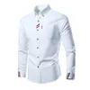 Chemises décontractées pour hommes Coréen hommes automne vêtements de luxe mode coton doux hommes chemises minces coupe ajustée à manches longues chemise mâle revers robe de mariée 231205