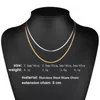 Pendant Necklaces Vinagte Squares Crystal Pendant Necklace for Women CZ Gold Color Stainless Steel Choker Snake Chain on Neck Jewelry 231204