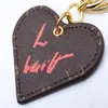 Designer Leather Car bag Keychain Key rings Fashion Heart Love Pendant Stainless Steel Key Chain Pandents Charm Brown Flower Keych232i