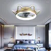 モダンなシンプルな天井ファン透明なクリスタル装飾LEDリモートコントロール照明照明ベッドルームランプ無料配達