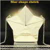 New Fashion Women Shinning Handbags Mini Cool Shoulder Bags Ladies Diamond Alloy Day Clutch Bags Five Star Shape Metal Purse - WJX329S