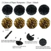 Lable Paper Halloween Decoration Supplies Black Pom Poms Flowers Fan Ball Triangle Streamer 웨딩 베이비 샤워 생일 파티 231205