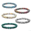 Bracelets à breloques colorées en perles pour hommes et femmes, en pierre naturelle de 8Mm, en Malachite, bijoux de Yoga, livraison directe, Dh47A