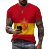 Erkek Tişörtleri Ulusal Bayrak Baskılı Tişörtler 2023 Moda T-Shirt Yaz Açık Kısa Kol Yuvarlak Boyun Ekstra Büyük Üst