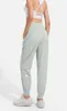 LL Vrouwen Jogging Yoga Negende Broek Zak Fitness Legging Zachte Hoge Taille Heuplift Elastisch Casual Trekkoord Benen Joggingbroek 5474