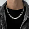 Gargantillas 1 básico punk de acero inoxidable de 10 mm de ancho, collar cubano rizado adecuado para hombres, mujeres, eslabones de cadena de plata, collares, joyería de metal sólido 231205