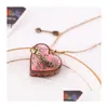 Pendant Necklaces Pendant Necklaces Fashion Women Jewelry Pink Sweet Long Beads Chain Open Heart Necklace Vintage Arrow Choker Sweater Dhiel