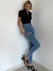 Damen-Jeans, modisch, sexy, zerrissen, hohe Taille, elastisch, schmale Passform, dünne Slim-Fit-Hose, abgeschnittene Bleistifthose