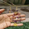 Dangle Chandelier Mushroom يقف على القمر الذهبي مع الجنية Amythest أقراط Cottagecore Jewelry Witchy Bohodangle235W