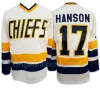 Irmãos Charlestown Slap Shot 16 Jack Hanson Jersey Filme Hóquei no Gelo 17 Steve Hanson 18 Jeff Hanson Tudo Costurado Azul Fora Branco Esportes