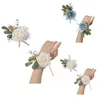 Decoratieve bloemen 2-delige corsage en polsset Prom Flower schoudertasje met clip aan de achterkant voor huwelijksceremonie jubileum etentje