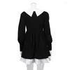 Casual Dresses Autumn Design Doll Collar Vintage Mini Dress Winter Waist Slim Hepburn Style Black For Women Unkempt Short Dresss