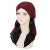 Donne musulmane Solido Pre-Legato Foulard Femminile Lucido Turbante Cancro Chemio Cappello Cappello Perdita di Capelli Copertura Copricapo Copricapi Stretch Bandana