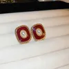 Charm Drayeye Red Glaze Studörhängen för kvinnor koreanska mode vintage smycken elegant kontor lady parti ins arets de mujer 231205