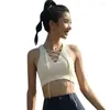 Yoga kıyafeti yaz çapraz bağlama kadınlar spor sutyen seksi mahsul tank üst iç çamaşırı hızlı kuru nefes alabilen koşu zindelik