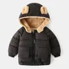 Cappotto per bambini Abbigliamento in cotone Ispessito Piumino per bambina Giacca per bambini Cappotto invernale caldo Cerniera con cappuccio Costume Capispalla per ragazzi 231204