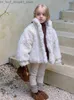 Down Coat Korean Winter Toddler Girl Coat Faux Fur Padded Thicken Warm Baby Girl Outwear Coat Solid Turn Down Collar Kids Girl Fluffy Coat Q231205