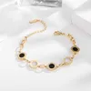 Bracelet à breloques classique avec coque noire et blanche, chiffres romains ronds, bijoux rétro pour femmes, cadeau 249j