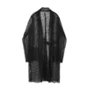 Męskie koszulki męskie mężczyźni Summer pusta koronkowa seksowna długa koszula nocna klub hip hop punk scena kostium Kobiety Vintage Mesh See-Through Blouse Cloak 231205