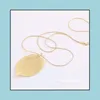 Pendant Necklaces Wholesale Summer Jewelry Fashion Europe Gold Leaf Long Necklaces Natural Real Leaves 24 Inches Chain Pendant Necklac Dhfjb