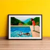 Paintings Bojack Print Poster David Hockney Inspired Two Horses Swimming Pool Canvas Painting Mural Art Cartoon Picture Living Roo230Z