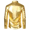 Chemises décontractées pour hommes Disco brillant or paillettes métallisé design robe chemise à manches longues boutonné Noël Halloween Bday Party Stage Costume 231205