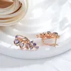 Dangle Earrings Gulkins Trend 585 Rose Gold Color Butterfly Drop For Women Shiny Purple Natural Zircon Fine Daily Jewelry Crystal Gift