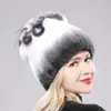 Czapki czapki czapki w Rosji zima prawdziwe futrzane czapce kobiety 100% prawdziwy prawdziwy królik królicza czapka dobra elastyczna dzianina rabbit futro 231205