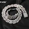 UWIN 17MM Heavy Miami Baguette Zircon Necklaces for Men Iced Out Cuban Link Chain AAA CZ Prong Setting Necklaces Hip Hop Jewelry 23502