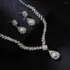 Collana orecchini set moda semplice goccia d'acqua strass di cristallo per le donne sposa sposa accessori di lusso leggeri