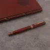 Plumas estilográficas de regalo 1 pieza Naginata Nib pluma estilográfica marca latón rojo pluma de madera escuela estudiante regalos de oficina papelería bolígrafos de tinta 231204