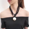 Colliers avec pendentif en perles d'imitation pour femmes, corde épaisse réglable, ras de cou, bijoux UKMOC254i