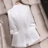 Kombinezony damskie satynowe blezer dla damskiej kurtki elegancka koreańska odzież modowa elegancka casualne lato 3/4 rękawów