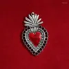 Pendant Necklaces Silver Large Enamel Color Sacred Heart Charms Traditonal Christian Pendants Religious DIY Handmade Jewelry Making