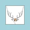 Hänge halsband Rhinestone Crystal Halsband Julhjorthängen Halsband Boho Antler Horn Animal Drop Leverans smycken Halsband DH4WL