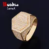 Wedding Rings Bubble Letter Gold Color Mens Rings Real Copper Charm AAA Cubic Zircon Fashion Jewelry Hip Hop 231204