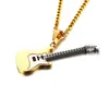 Pendentifs colliers pendentifs en forme de guitare collier assorti en acier inoxydable enchaîné Sweather musique