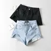 Calças de brim femininas moda chique elegante cintura alta denim shorts verão fino olhando versátil a-line calças caber elegante super curto ins