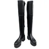 Bottes de neige en cuir noir pour femme, chaussures de styliste à plateforme, en peau de mouton, pour temps froid et hiver, 35-41