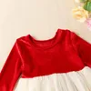 Robes de fille Pudcoco infantile enfants bébé automne robe velours à manches longues col rond Tulle enfant en bas âge fête de noël 1-7T