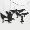 Other Event Party Supplies Glitter Black Crow Cage Halloween Decorations for Gothic Tree Hanging Raven Bird Banner Garland 231205