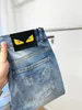 Mäns jeans designer ultratunna high-end monster eyed jeans för män smala fit raka rör stretch trendiga avslappnade byxor, premium europeiska produkter 9h13