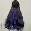 Bonés de bola feminino casual preto boné de beisebol com cabelo longo encaracolado cinza azul juntos