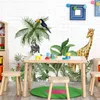 Décoration murale grande taille Jungle Animal Plam décoration murale autocollant pour chambre d'enfants chambre auto-adhésif papier peint Mural girafe zèbre singe décalcomanie 231204