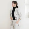 Calças femininas de duas peças 2023 outono inverno mulheres terno blazer e xadrez conjunto estilo coreano escritório senhora mulheres 2 outfit 231204