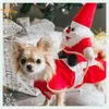 Vestuário para cães Fantasia de cachorro de Natal Engraçado Natal Papai Noel montando em cachorro Pet Cat Holiday Outfit Roupas Vestindo-se para Halloween Xmas 231205